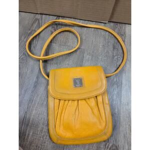 Tignanello Small Genuine Leather Crossbody Purse Autumn Fall Colors Gold Yellow